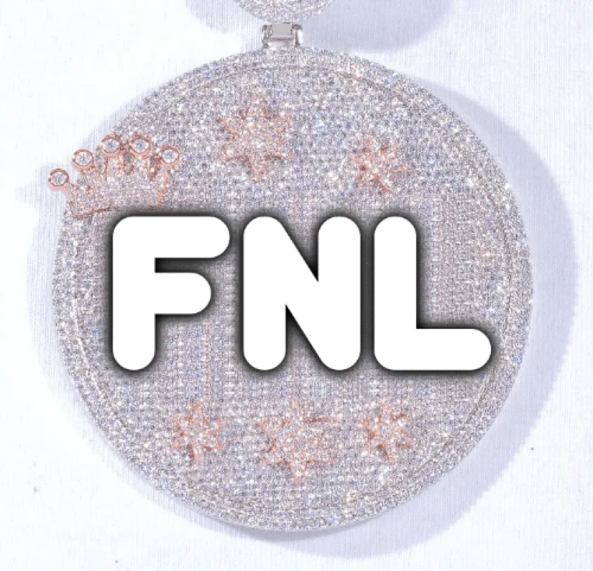 CUSTOM LETTER NECKLACE 3D BIG CROWN DISC sold by The GUU Shop