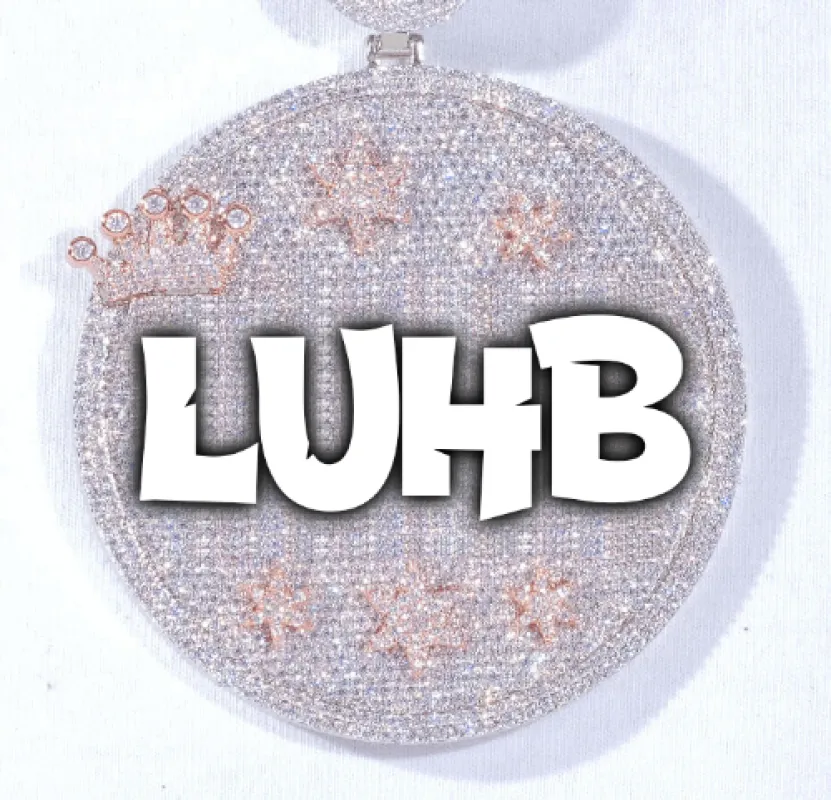 CUSTOM LETTER NECKLACE 3D BIG CROWN DISC sold by The GUU Shop