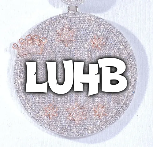 CUSTOM LETTER NECKLACE 3D BIG CROWN DISC sold by The GUU Shop