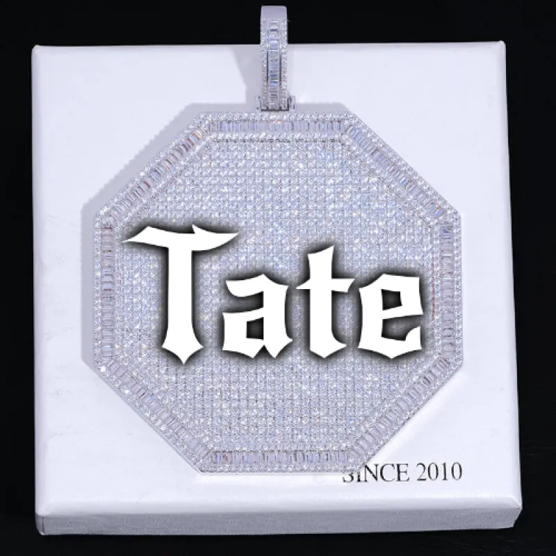 CUSTOM LETTER NECKLACE 3D BIG OCTAGON sold by The GUU Shop