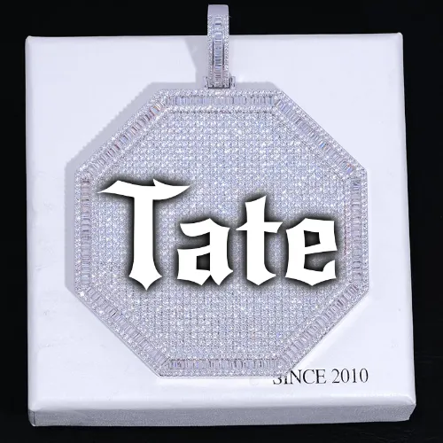 CUSTOM LETTER NECKLACE 3D BIG OCTAGON sold by The GUU Shop