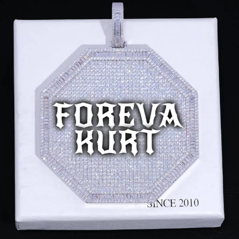 CUSTOM LETTER NECKLACE 3D BIG OCTAGON sold by The GUU Shop