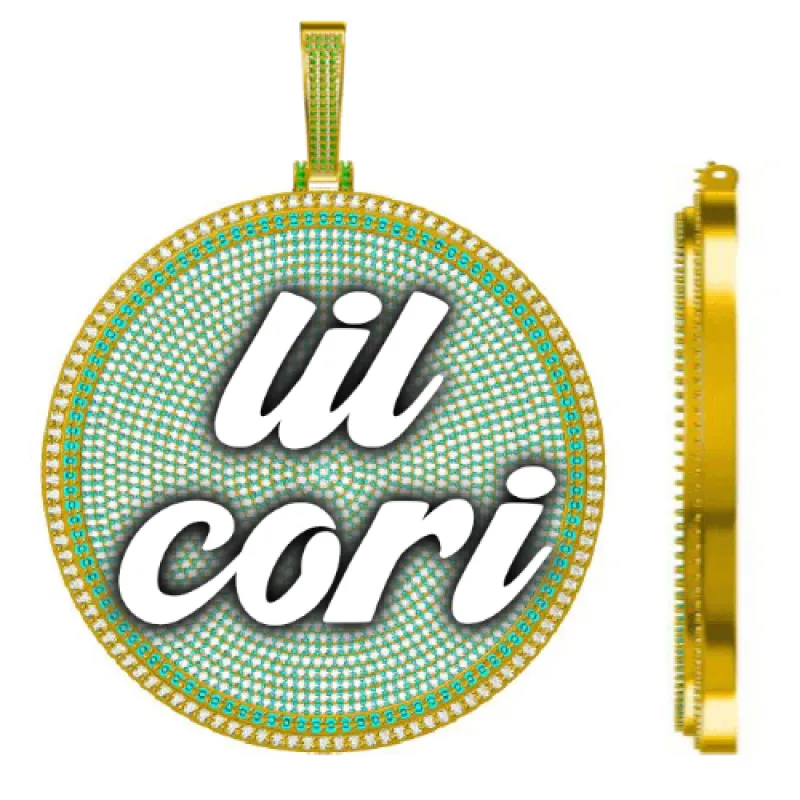 CUSTOM LETTER NECKLACE 3D BIG DISC sold by The GUU Shop