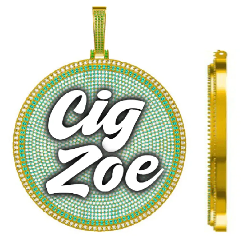 CUSTOM LETTER NECKLACE 3D BIG DISC sold by The GUU Shop