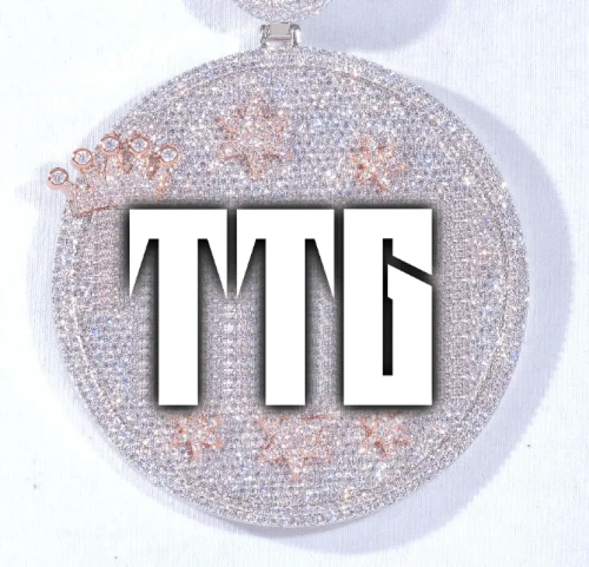 CUSTOM LETTER NECKLACE 3D BIG CROWN DISC sold by The GUU Shop