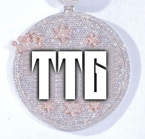 CUSTOM LETTER NECKLACE 3D BIG CROWN DISC sold by The GUU Shop