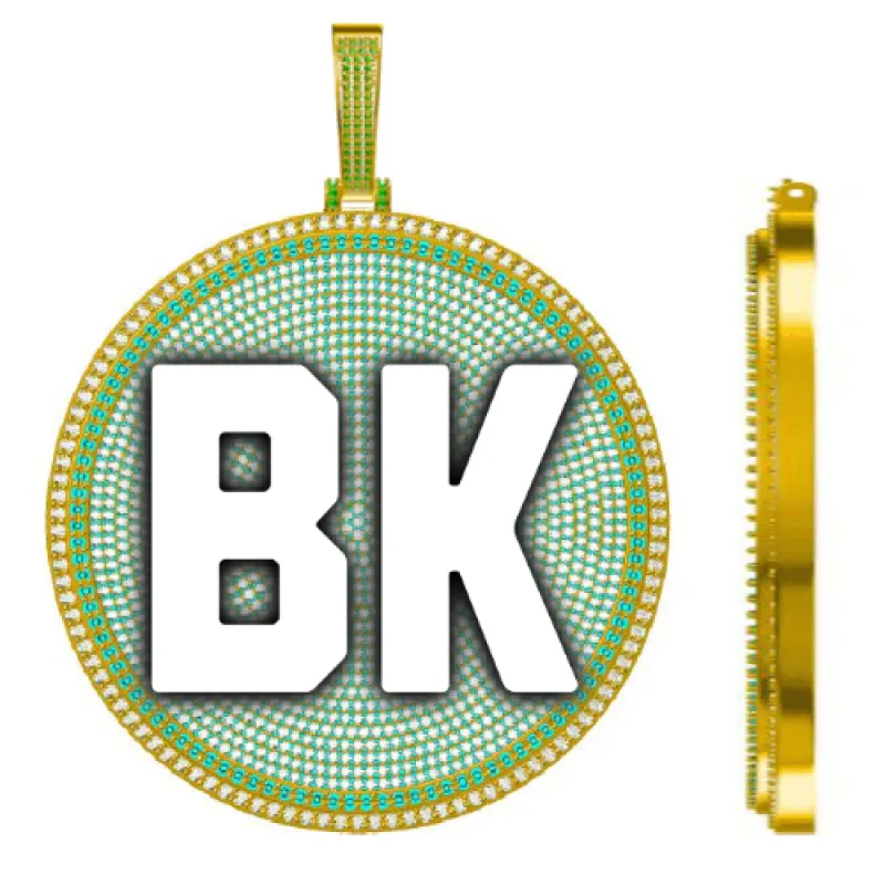 CUSTOM LETTER NECKLACE 3D BIG DISC sold by The GUU Shop