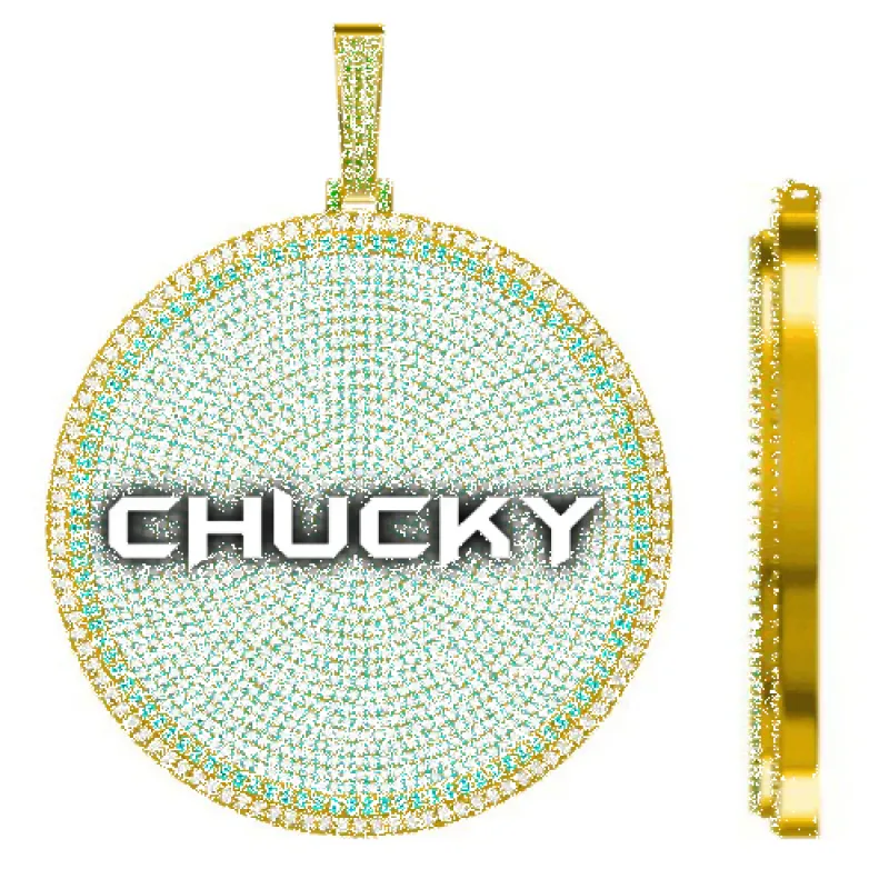 CUSTOM LETTER NECKLACE 3D BIG DISC sold by The GUU Shop