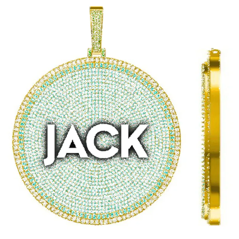 CUSTOM LETTER NECKLACE 3D BIG DISC sold by The GUU Shop