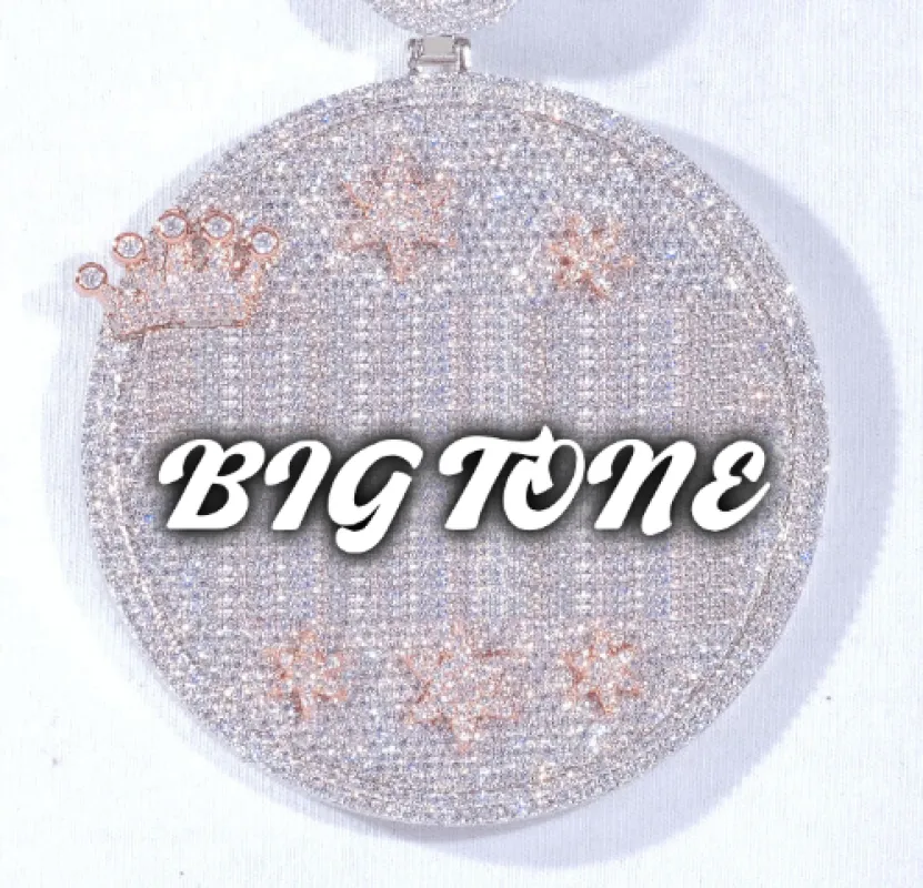 CUSTOM LETTER NECKLACE 3D BIG CROWN DISC sold by The GUU Shop