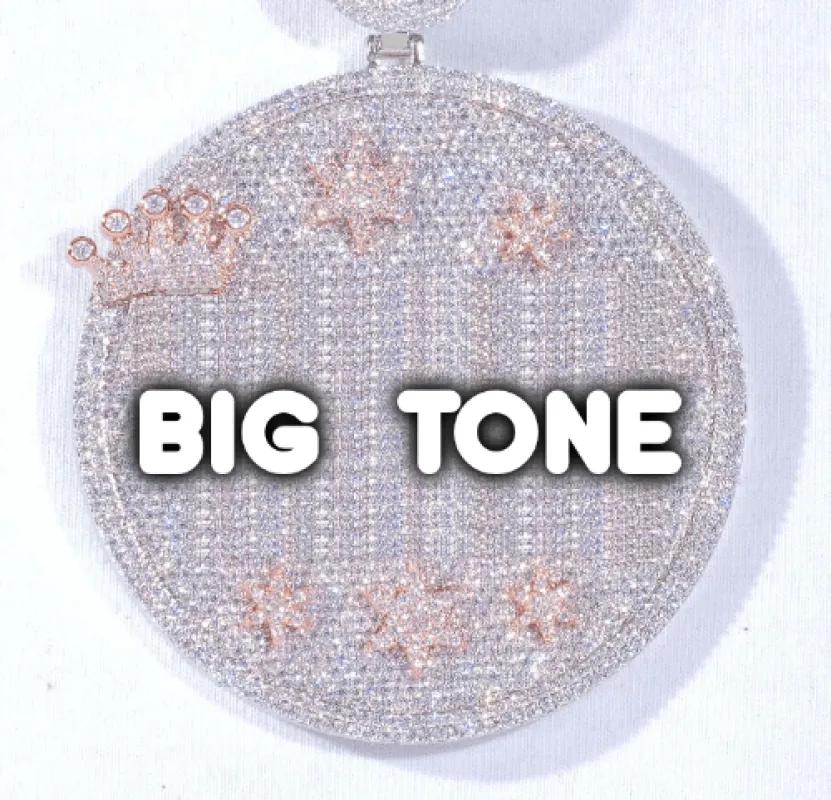 CUSTOM LETTER NECKLACE 3D BIG CROWN DISC sold by The GUU Shop