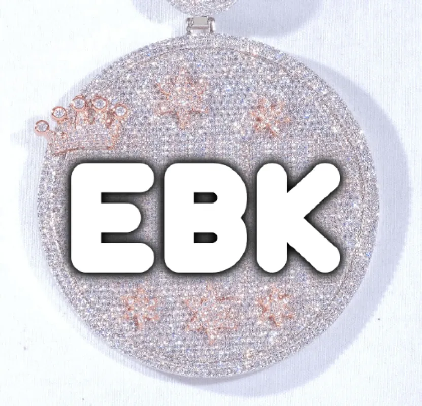 CUSTOM LETTER NECKLACE 3D BIG CROWN DISC sold by The GUU Shop