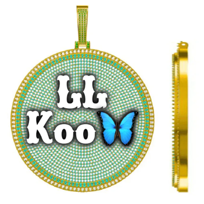 CUSTOM LETTER NECKLACE 3D BIG DISC sold by The GUU Shop