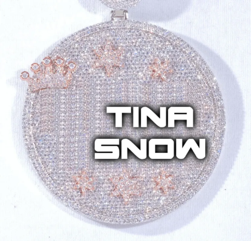 CUSTOM LETTER NECKLACE 3D BIG CROWN DISC sold by The GUU Shop