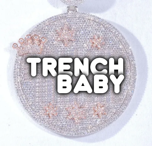 CUSTOM LETTER NECKLACE 3D BIG CROWN DISC sold by The GUU Shop