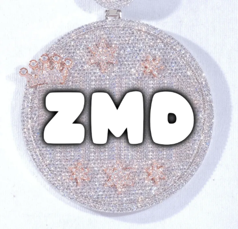 CUSTOM LETTER NECKLACE 3D BIG CROWN DISC sold by The GUU Shop