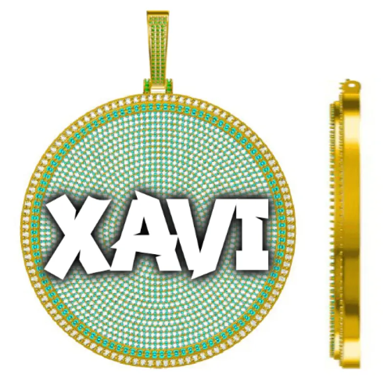 CUSTOM LETTER NECKLACE 3D BIG DISC sold by The GUU Shop