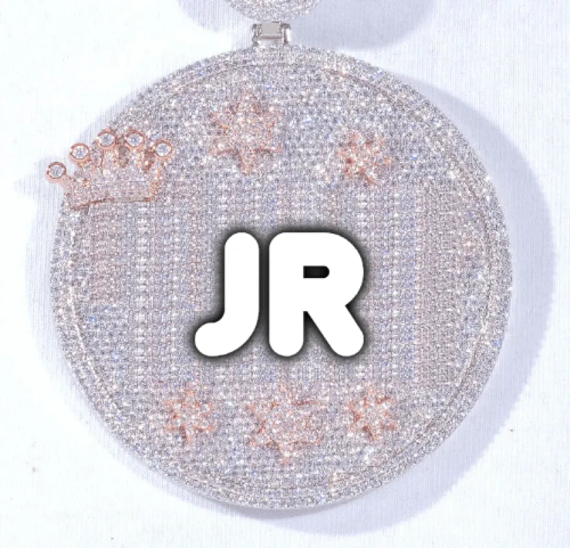 CUSTOM LETTER NECKLACE 3D BIG CROWN DISC sold by The GUU Shop