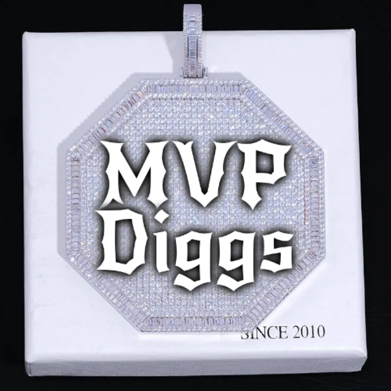 CUSTOM LETTER NECKLACE 3D BIG OCTAGON sold by The GUU Shop