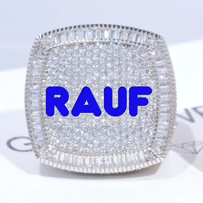 CUSTOM LETTER 3D ICED RING sold by The GUU Shop