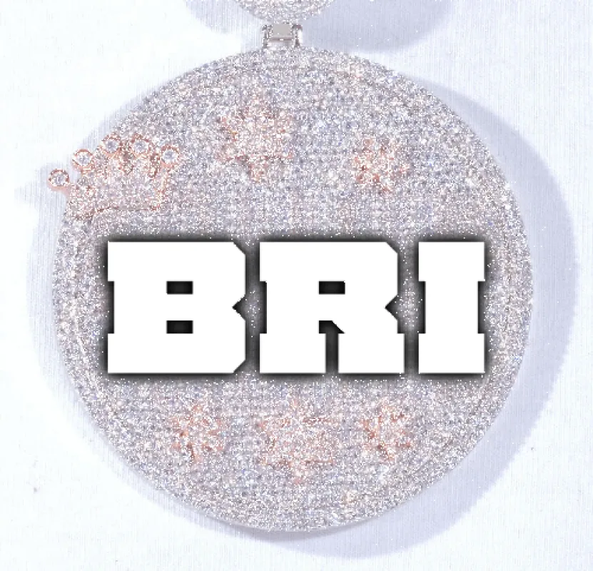 CUSTOM LETTER NECKLACE 3D BIG CROWN DISC sold by The GUU Shop