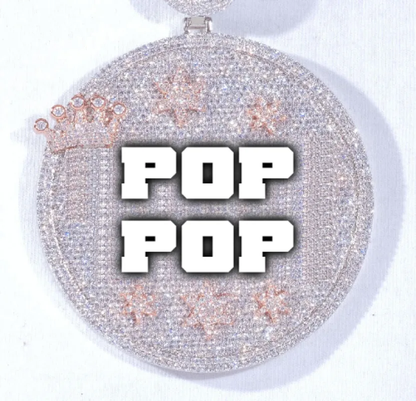 CUSTOM LETTER NECKLACE 3D BIG CROWN DISC sold by The GUU Shop