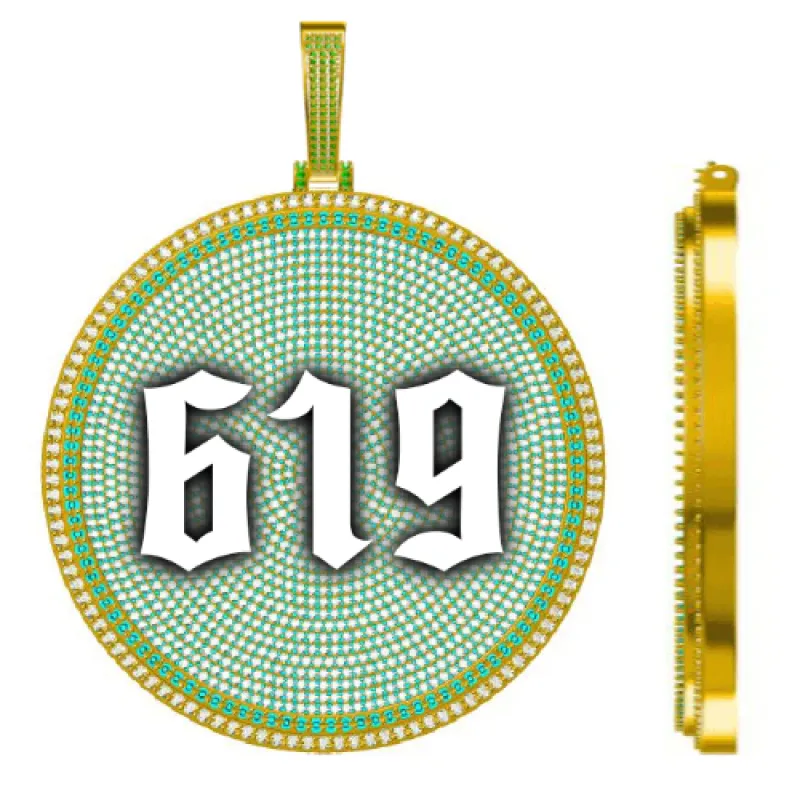 CUSTOM LETTER NECKLACE 3D BIG DISC sold by The GUU Shop