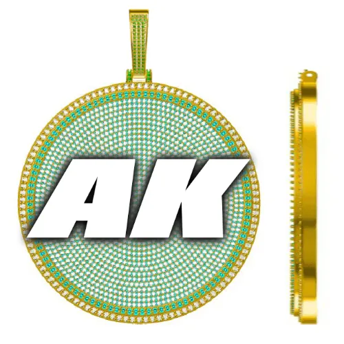 CUSTOM LETTER NECKLACE 3D BIG DISC sold by The GUU Shop