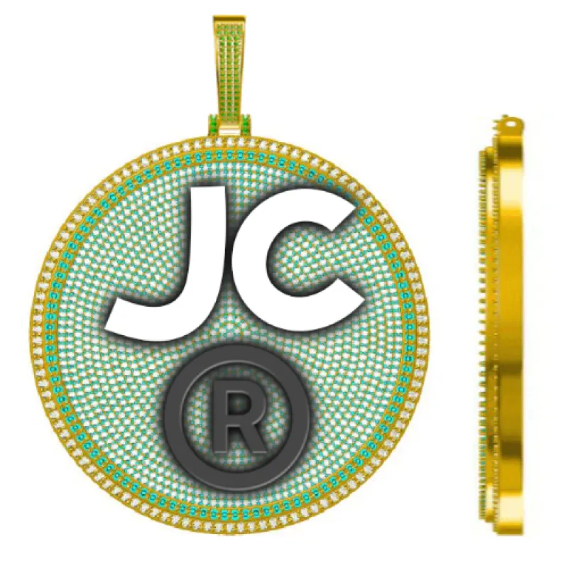 CUSTOM LETTER NECKLACE 3D BIG DISC sold by The GUU Shop