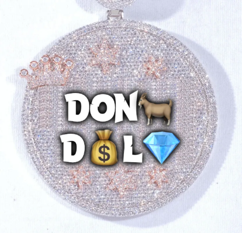 CUSTOM LETTER NECKLACE 3D BIG CROWN DISC sold by The GUU Shop