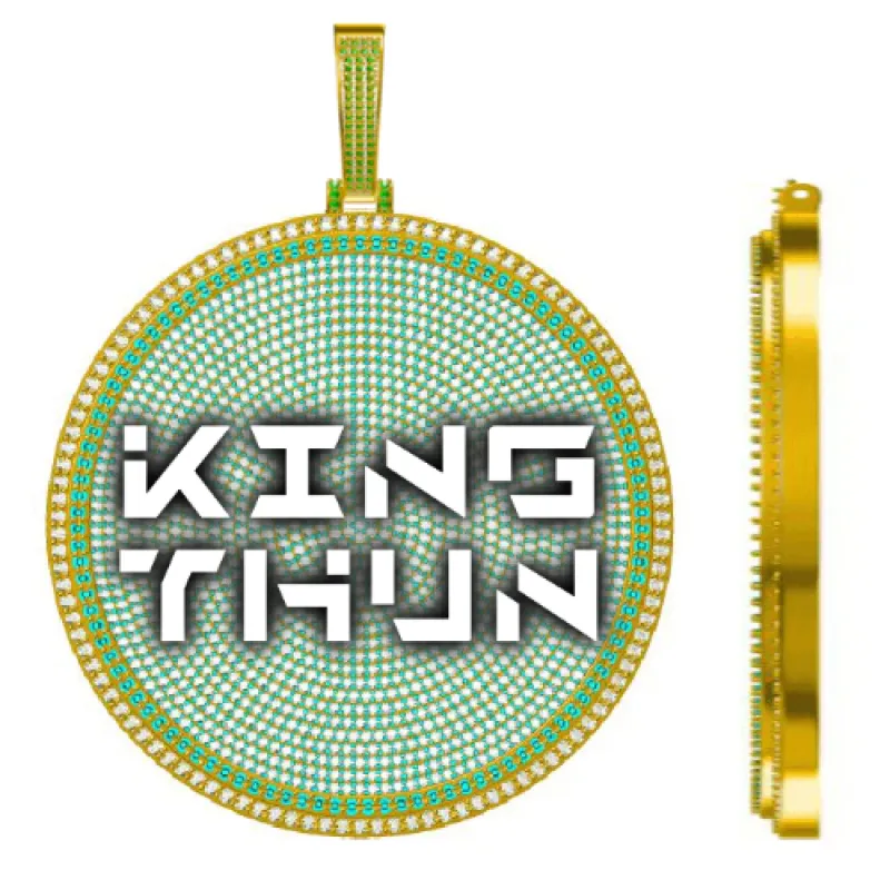 CUSTOM LETTER NECKLACE 3D BIG DISC sold by The GUU Shop