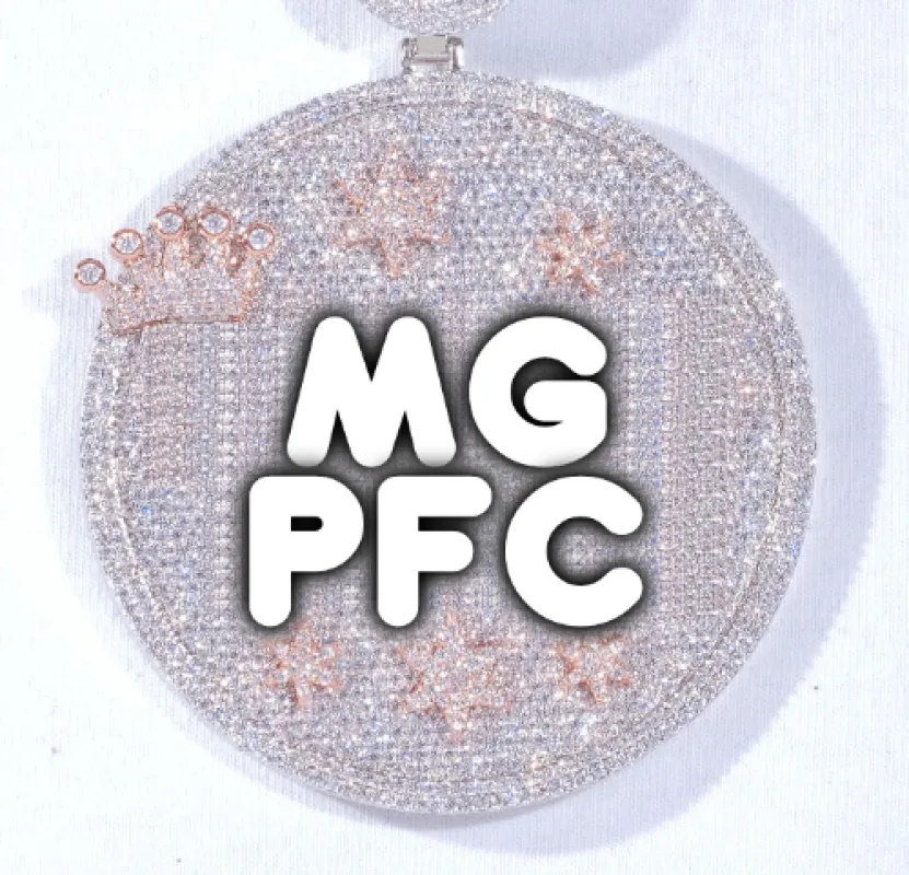 CUSTOM LETTER NECKLACE 3D BIG CROWN DISC sold by The GUU Shop