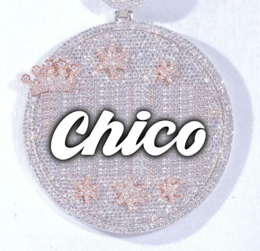 CUSTOM LETTER NECKLACE 3D BIG CROWN DISC sold by The GUU Shop