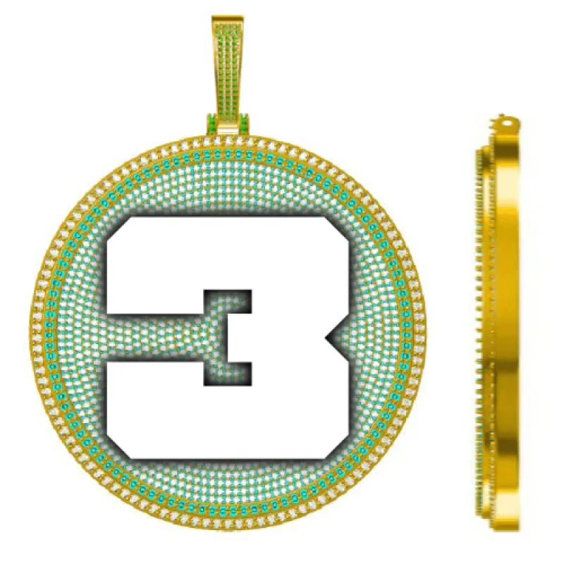 CUSTOM LETTER NECKLACE 3D BIG DISC sold by The GUU Shop