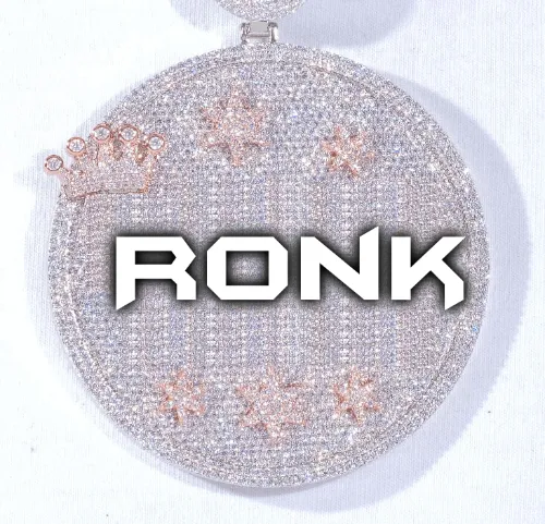 CUSTOM LETTER NECKLACE 3D BIG CROWN DISC sold by The GUU Shop