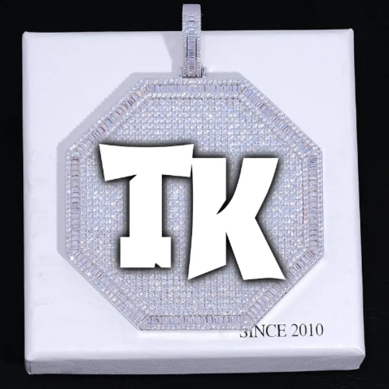 CUSTOM LETTER NECKLACE 3D BIG OCTAGON sold by The GUU Shop