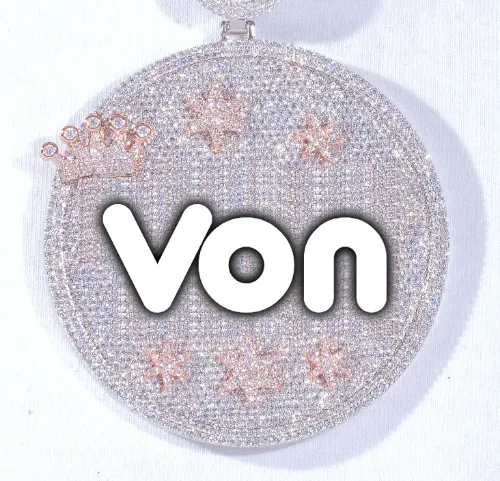 CUSTOM LETTER NECKLACE 3D BIG CROWN DISC sold by The GUU Shop