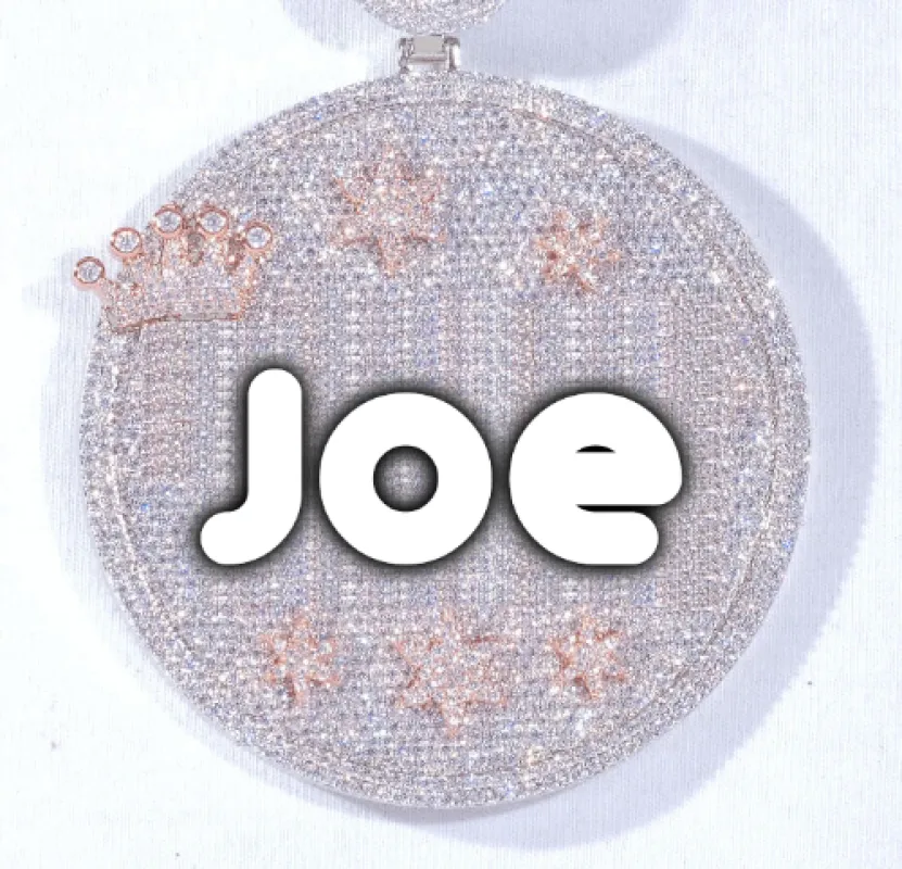 CUSTOM LETTER NECKLACE 3D BIG CROWN DISC sold by The GUU Shop