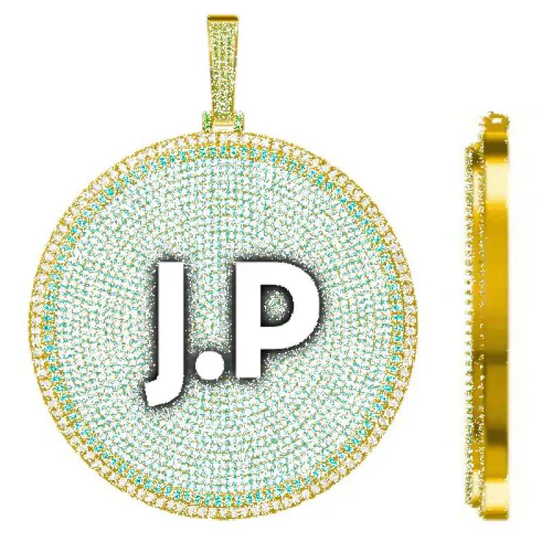 CUSTOM LETTER NECKLACE 3D BIG DISC sold by The GUU Shop