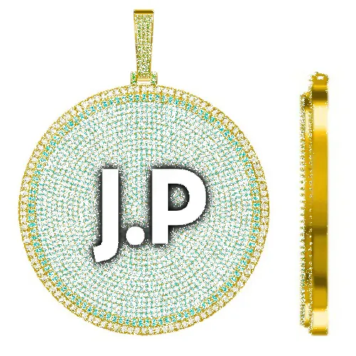 CUSTOM LETTER NECKLACE 3D BIG DISC sold by The GUU Shop