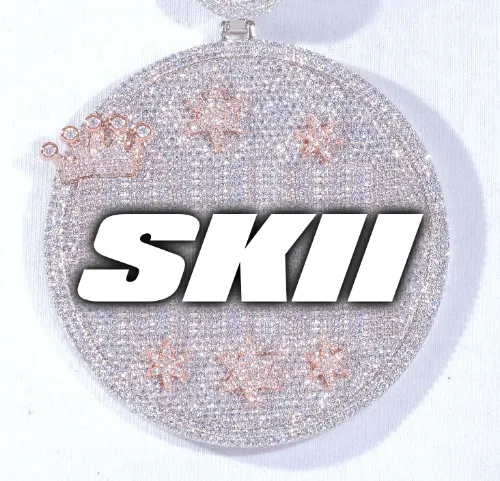 CUSTOM LETTER NECKLACE 3D BIG CROWN DISC sold by The GUU Shop