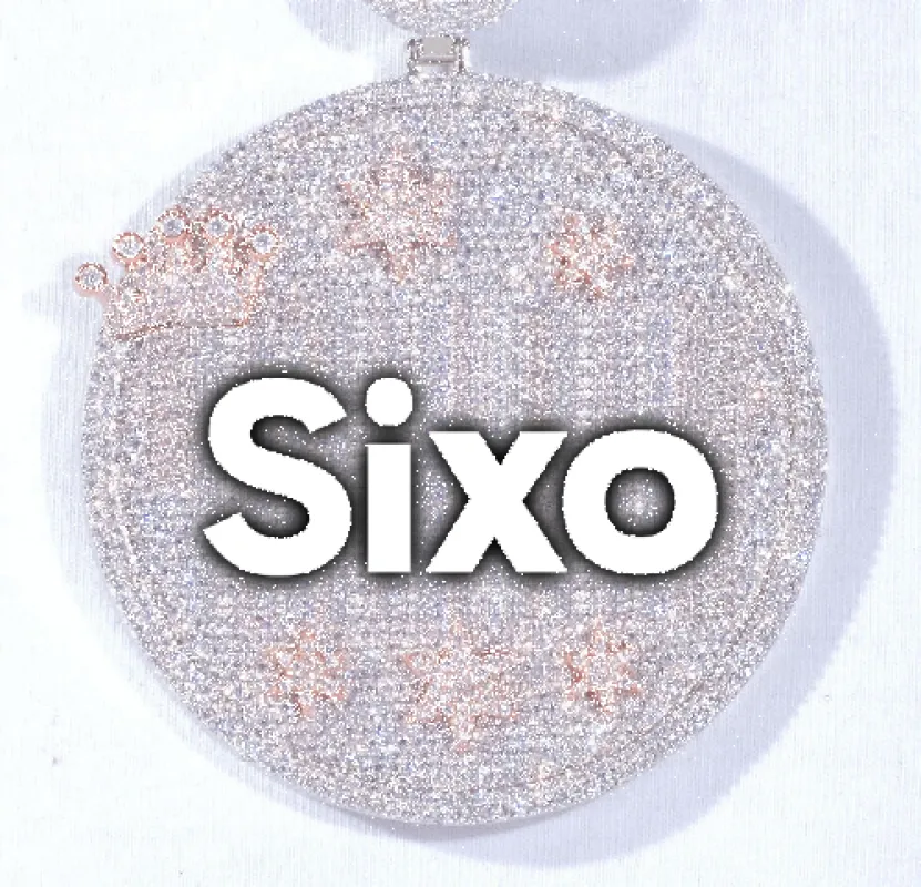 CUSTOM LETTER NECKLACE 3D BIG CROWN DISC sold by The GUU Shop