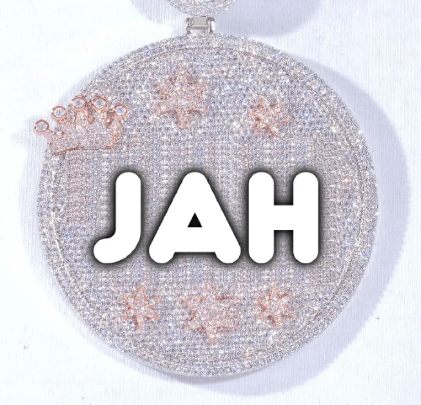 CUSTOM LETTER NECKLACE 3D BIG CROWN DISC sold by The GUU Shop