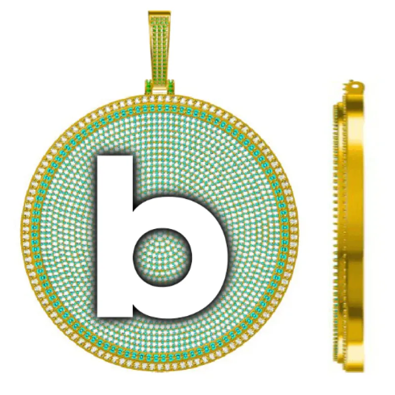 CUSTOM LETTER NECKLACE 3D BIG DISC sold by The GUU Shop