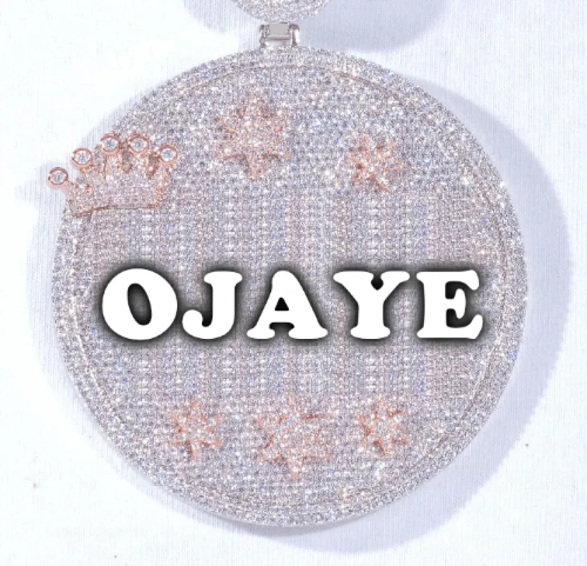 CUSTOM LETTER NECKLACE 3D BIG CROWN DISC sold by The GUU Shop