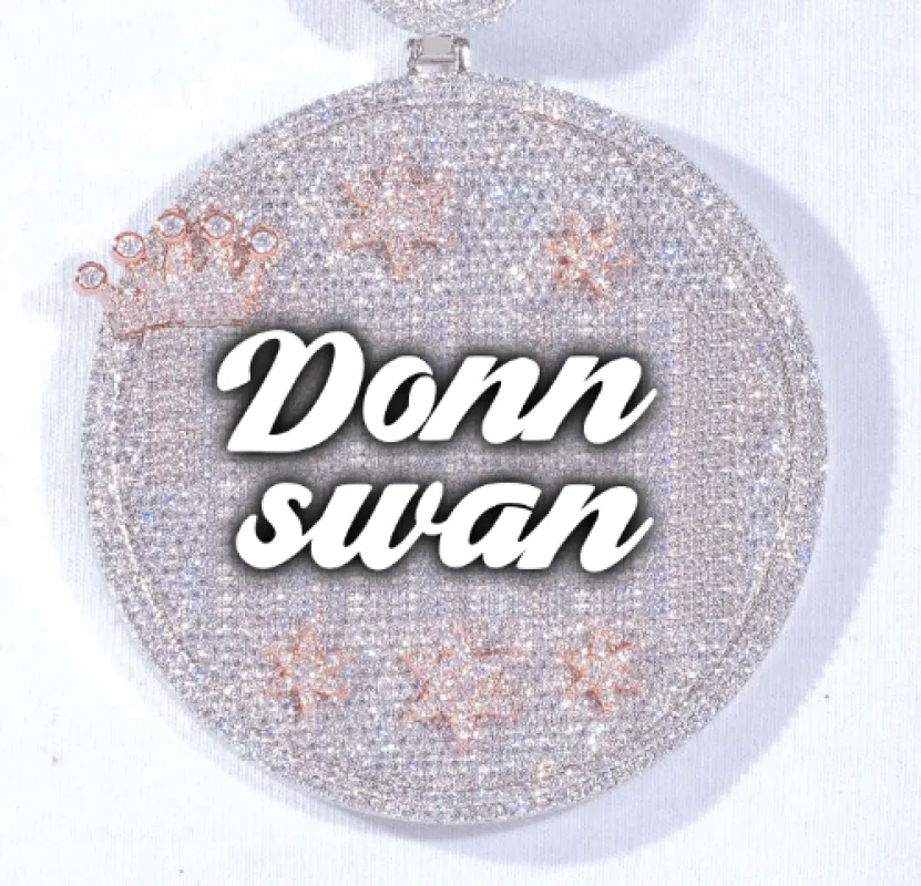 CUSTOM LETTER NECKLACE 3D BIG CROWN DISC sold by The GUU Shop