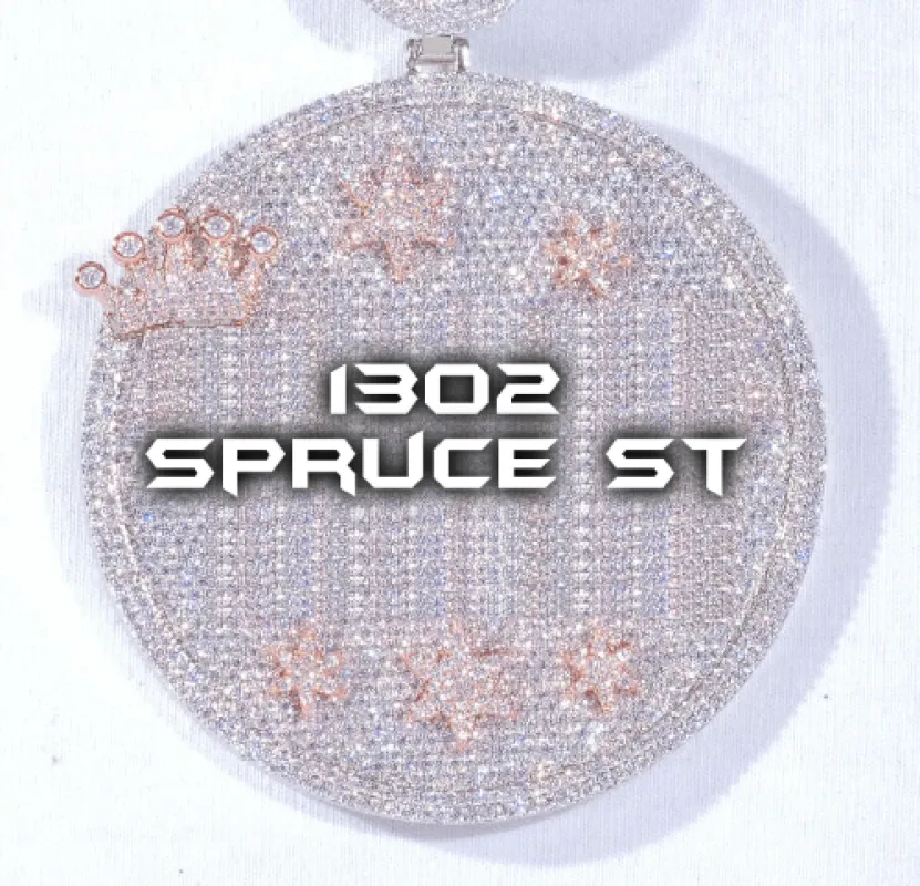 CUSTOM LETTER NECKLACE 3D BIG CROWN DISC sold by The GUU Shop