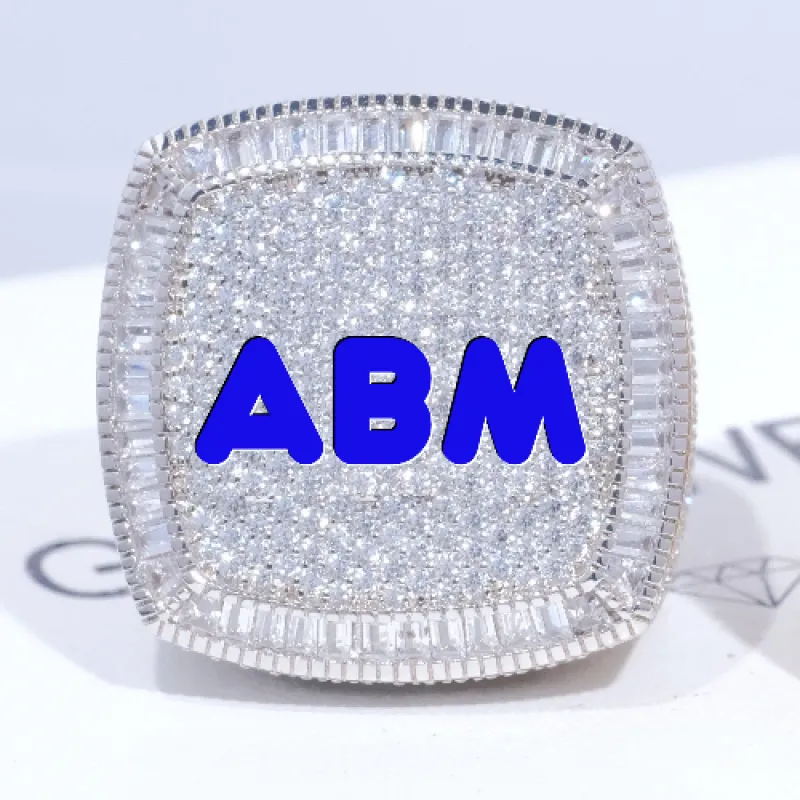 CUSTOM LETTER 3D ICED RING sold by The GUU Shop