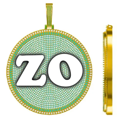 CUSTOM LETTER NECKLACE 3D BIG DISC sold by The GUU Shop