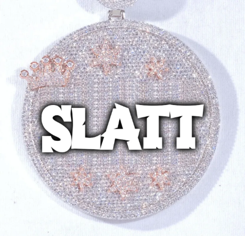 CUSTOM LETTER NECKLACE 3D BIG CROWN DISC sold by The GUU Shop